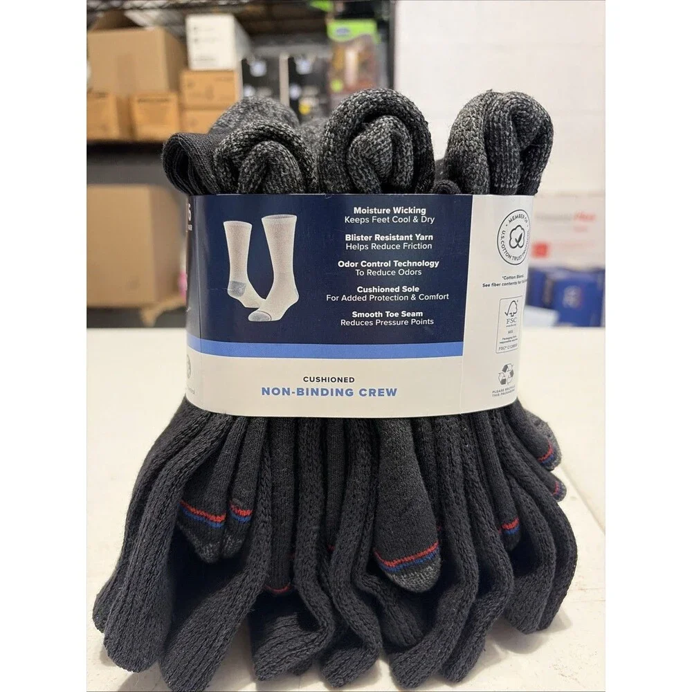 MediPeds Cushioned Non-binding Crew Large Socks 6 Pairs